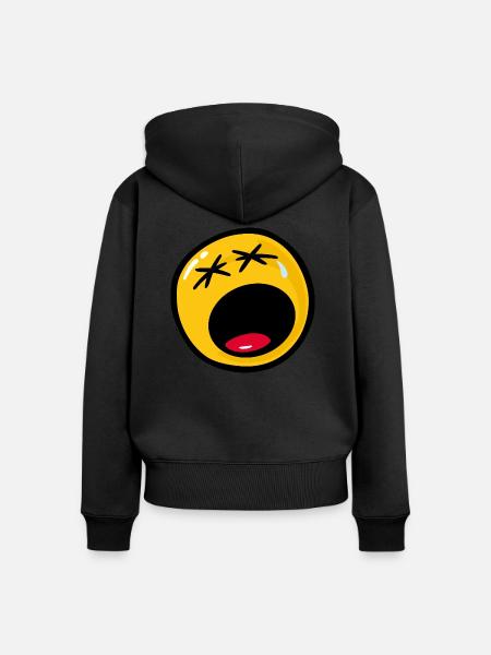 Smiley Sadness Miserable - Frauen Premium Bio Zip Hoodie - Schwarz