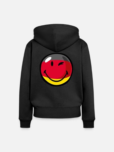 Smiley Flag Germany - Frauen Premium Bio Zip Hoodie - Schwarz