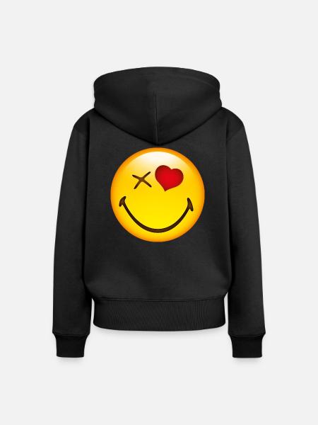 Smiley Love - Frauen Premium Bio Zip Hoodie - Schwarz