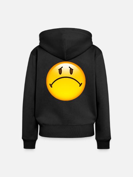 Smiley Sad - Frauen Premium Bio Zip Hoodie - Schwarz