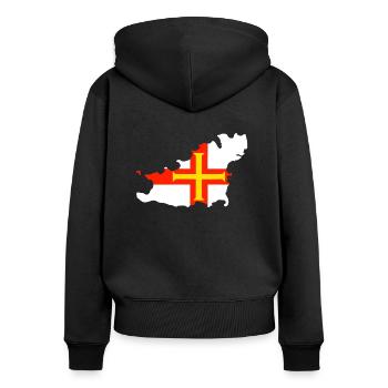 Carte et drapeau de Guernesey - Sweat à capuche zippé Premium bio Femme - noir - Dos - Julia (174cm)