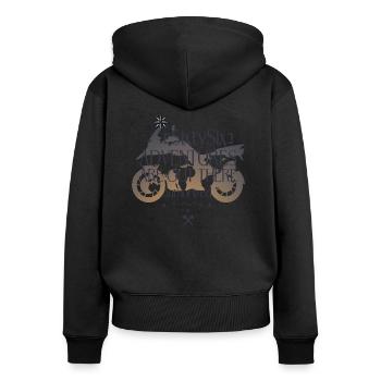 Les aventures sont là-bas «autorisées» - Sweat à capuche zippé Premium bio Femme - noir - Dos - Julia (174cm)