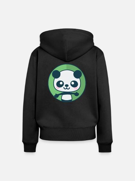 Panda will eine Umarmung - Frauen Premium Bio Zip Hoodie - Schwarz