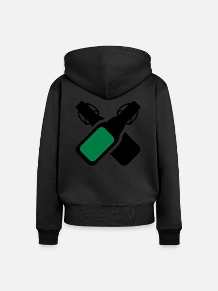 Alkohol - Bierflaschen - Frauen Premium Bio Zip Hoodie - Schwarz