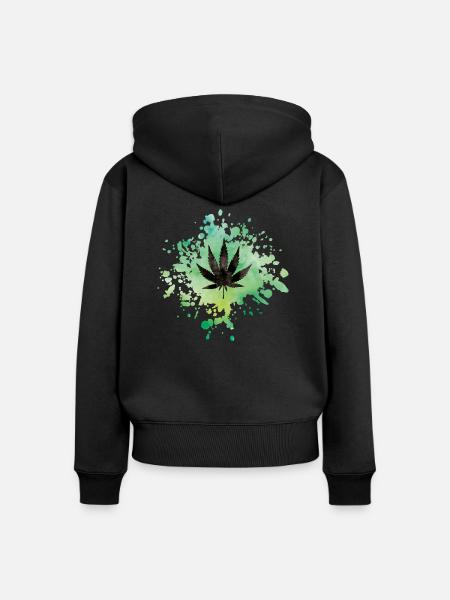 weed hemp - Frauen Premium Bio Zip Hoodie - Schwarz