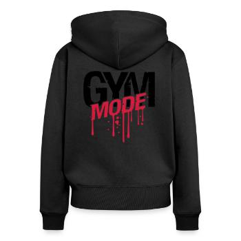 gymnase goutte graffiti pulvérisation de sang bête - Sweat à capuche zippé Premium bio Femme - noir - Dos - Julia (174cm)