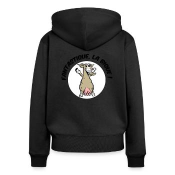 Fantastic, the bique - Women's Premium Organic Zip Hoodie - black - Back - Julia (174cm)