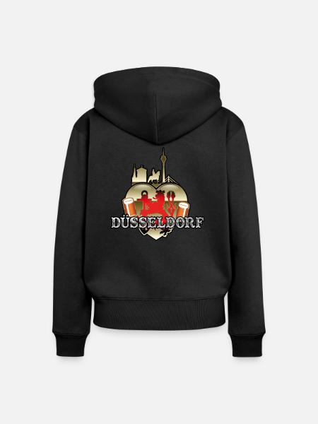 Düsseldorf-T-Shirt Düsselherz - Frauen Premium Bio Zip Hoodie - Schwarz