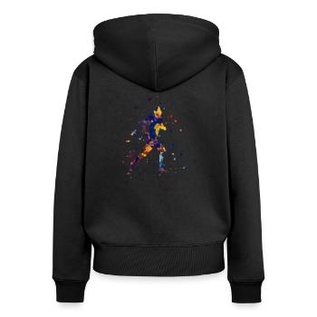 Jogging de course sportive - Sweat à capuche zippé Premium bio Femme - noir - Dos - Julia (174cm)