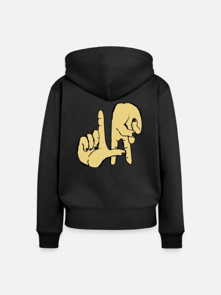 los_angeles_handzeichen_2 - Frauen Premium Bio Zip Hoodie - Schwarz