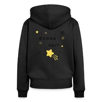 Bonne nuit - Sweat à capuche zippé Premium bio Femme - noir - Dos - Julia (174cm)