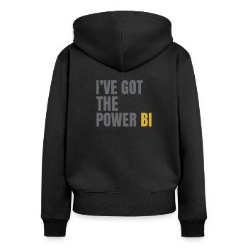 POWER BI - Sweat à capuche zippé Premium bio Femme - noir - Dos - Julia (174cm)