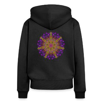 Mandala Psychedelisch 1 - Frauen Premium Bio Zip Hoodie - Schwarz - Hinten - Julia (174cm)