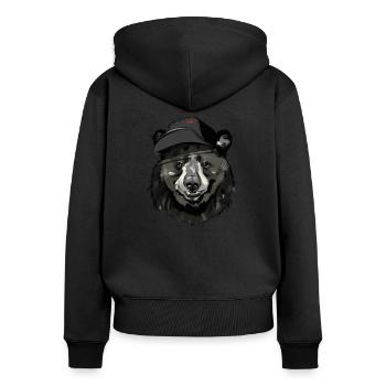 BÄREN - Frauen Premium Bio Zip Hoodie - Schwarz - Hinten - Julia (174cm)
