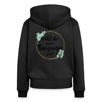 willst du meine trauzeugin sein? - Frauen Premium Bio Zip Hoodie - Schwarz - Hinten - Julia (174cm)
