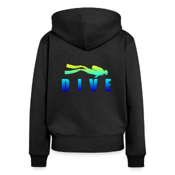 Diving DIVE Scuba Diving Diver Geschenkidee - Frauen Premium Bio Zip Hoodie - Schwarz - Hinten - Julia (174cm)