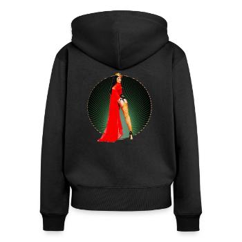Pinup - Vintage Retro Burlesque Queen 50s Art - Women's Premium Organic Zip Hoodie - black - Back - Julia (174cm)