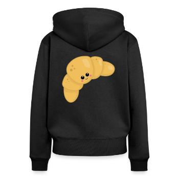 croissant - Sweat à capuche zippé Premium bio Femme - noir - Dos - Julia (174cm)