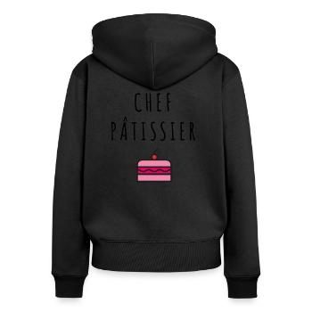 Chef pâtissier - Sweat à capuche zippé Premium bio Femme - noir - Dos - Julia (174cm)