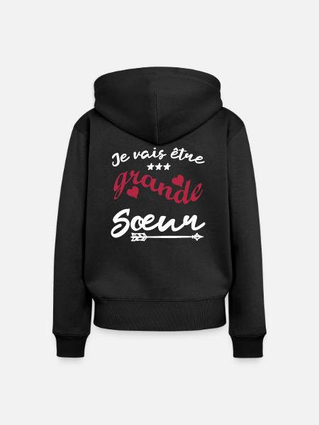 Je vais être Grande Sœur - Future Grande Soeur - Sweat à capuche zippé Premium bio Femme - noir