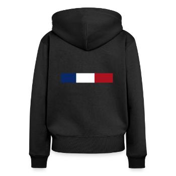 Drapeau Français - Sweat à capuche zippé Premium bio Femme - noir - Dos - Julia (174cm)