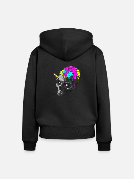 SCHÄDELKUNST-PSYCHE - Frauen Premium Bio Zip Hoodie - Schwarz
