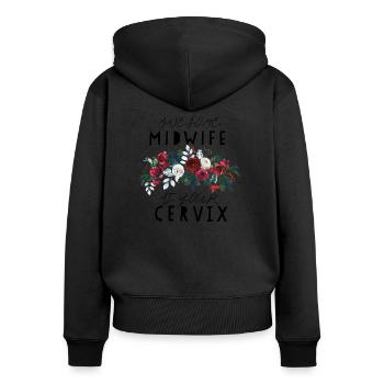 Geschenke für Hebammen - Frauen Premium Bio Zip Hoodie - Schwarz - Hinten - Julia (174cm)