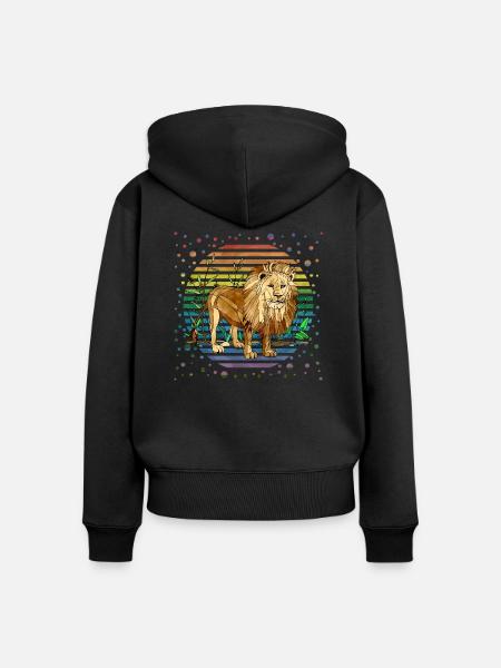 Löwe - Frauen Premium Bio Zip Hoodie - Schwarz