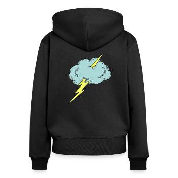 Donner! Gewitter mit Wolke - Frauen Premium Bio Zip Hoodie - Schwarz - Hinten - Julia (174cm)