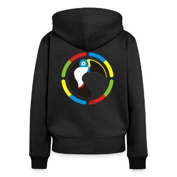 Amazonas-Tukan - 1 - Frauen Premium Bio Zip Hoodie - Schwarz - Hinten - Julia (174cm)