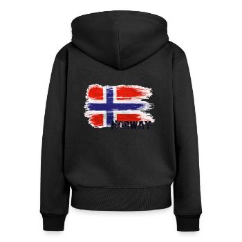 Norwegische Flagge - Frauen Premium Bio Zip Hoodie - Schwarz - Hinten - Julia (174cm)