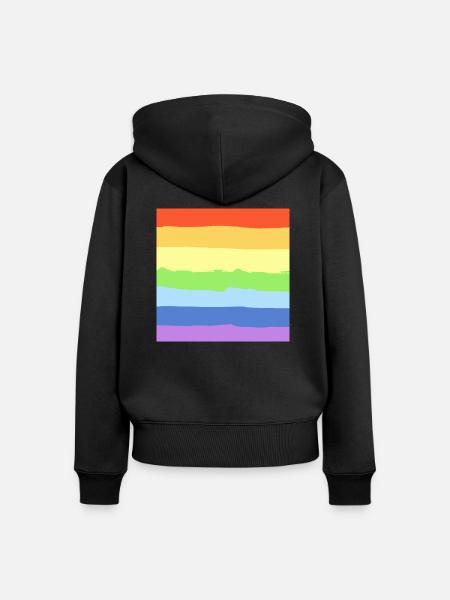 Regenbogen Pride - Frauen Premium Bio Zip Hoodie - Schwarz