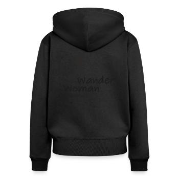 Wander Woman - Frauen Premium Bio Zip Hoodie - Schwarz - Hinten - Julia (174cm)