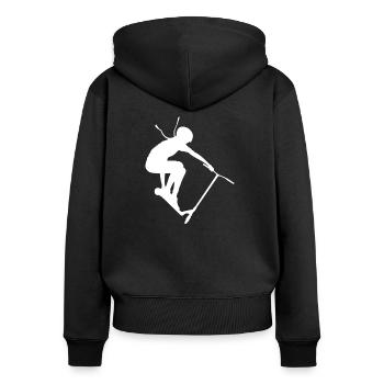Girl 2 - Frauen Premium Bio Zip Hoodie - Schwarz - Hinten - Julia (174cm)