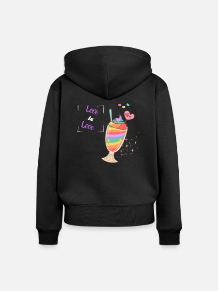 Love is Love - Frauen Premium Bio Zip Hoodie - Schwarz