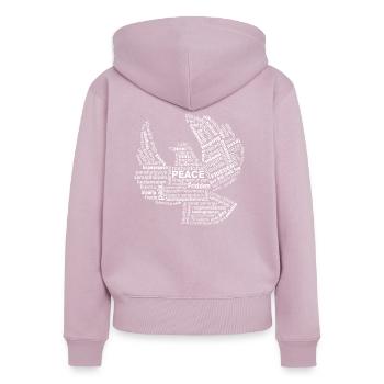 Peace - Women's Premium Organic Zip Hoodie - dusky pink - Back - Julia (174cm)