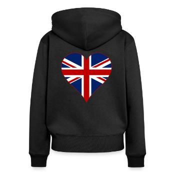 Great Britain Flag Heart - Women's Premium Organic Zip Hoodie - black - Back - Julia (174cm)
