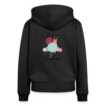 tee-shirt tricot Je peux pas je tricote humour - Sweat à capuche zippé Premium bio Femme - noir - Dos - Julia (174cm)