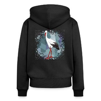 Storch - Frauen Premium Bio Zip Hoodie - Schwarz - Hinten - Julia (174cm)