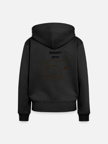 NAUGHTY KITTY - Frauen Premium Bio Zip Hoodie - Schwarz