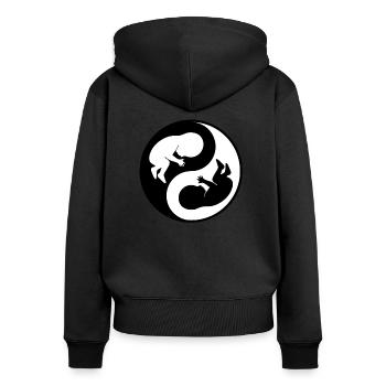Yin Yang Fötus Babies - Frauen Premium Bio Zip Hoodie - Schwarz - Hinten - Julia (174cm)