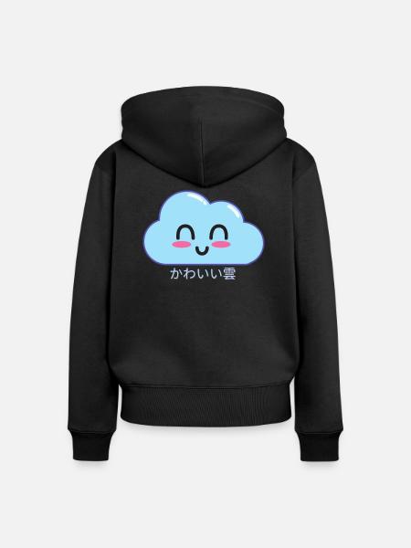 Kawaii Wolken - Frauen Premium Bio Zip Hoodie - Schwarz