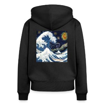 Kanagawa Wellen, Japanisch, Große Welle, Naturliebhaber - Frauen Premium Bio Zip Hoodie - Schwarz - Hinten - Julia (174cm)