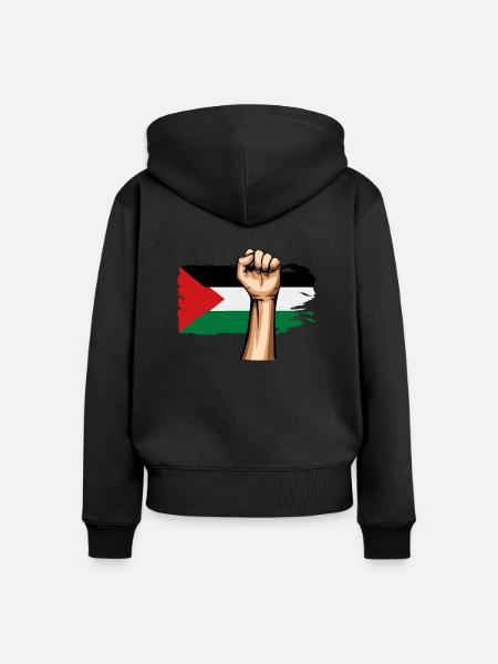 free palestine - Frauen Premium Bio Zip Hoodie - Schwarz
