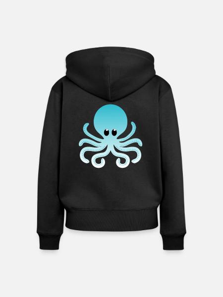 Himmelblau Ombre Oktopus - Frauen Premium Bio Zip Hoodie - Schwarz