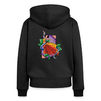 Geometrischer Tanz - Frauen Premium Bio Zip Hoodie - Schwarz - Hinten - Julia (174cm)