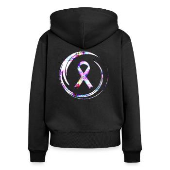 Cancer du sein - Sweat à capuche zippé Premium bio Femme - noir - Dos - Julia (174cm)