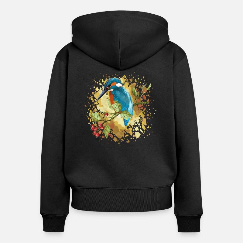 Oiseau coloré - Sweat à capuche zippé Premium bio Femme - noir