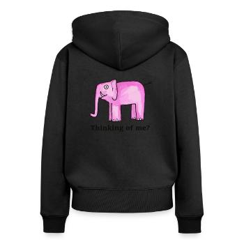 Thinking of me? - Frauen Premium Bio Zip Hoodie - Schwarz - Hinten - Julia (174cm)