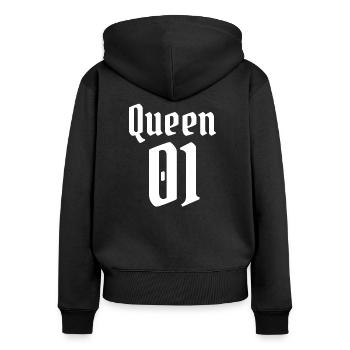 Queen 01 queen darling couple woman wedding - Women's Premium Organic Zip Hoodie - black - Back - Julia (174cm)